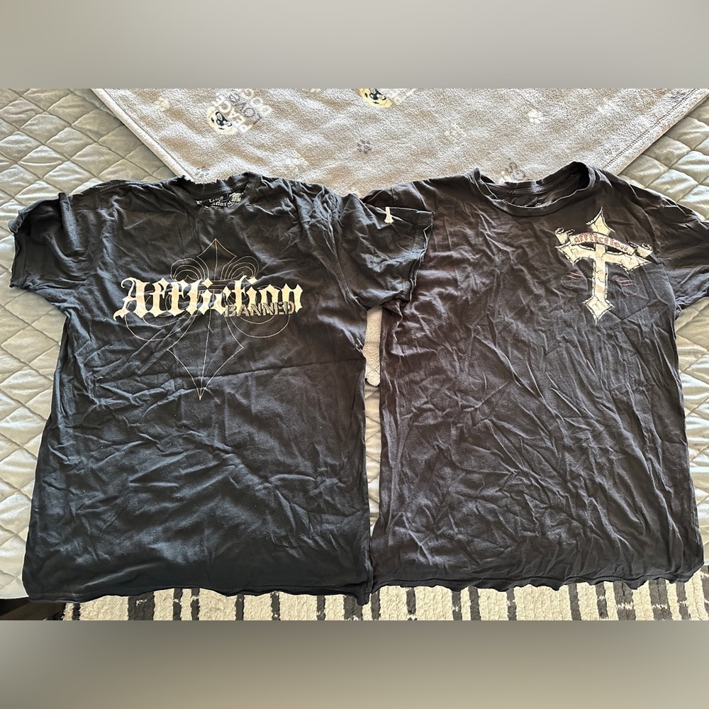 Lot of 2 men’s Affliction vintage T-shirts size large